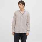Jack & Jones Erkek Bant Yaka Uzun Kollu Gömlek - Summer - 008-Bej