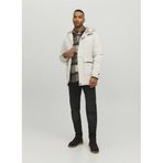 JACK & JONES Erkek Bej Parka Mont, Kapüşonlu, Çift Cepli, L Beden