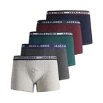 Jack & Jones Erkek Boxer Düz Desenli Lıver 5 Li Paket Konforlu Paça Tipi - Gri - 7XL
