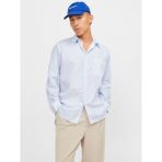 Jack & Jones Erkek Çizgili Gömlek - Bill Poplin - Mavi