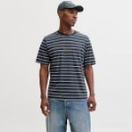 Jack & Jones Erkek Çizgili Nakis Islemeli Tisört - Norrebro - Gri