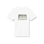 JACK & JONES Erkek Çocuk Jcologan Tee Ss Crew Neck Ss24 Jnr Tişört, White, 10 yaş