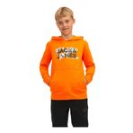 Jack & Jones Erkek Çocuk Kapüşonlu, Baskılı Sweatshirt, Turuncu, 14 Yaş