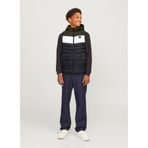 Jack & Jones Erkek Çocuk Siyah Şişme Mont, Kapüşonlu, 16 YAŞ