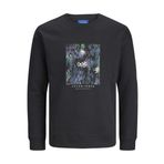 Jack & Jones Erkek Çocuk Siyah Sweatshirt JORSILVERLAKE SWEAT CREW NECK JNR, 7-10 Yaş