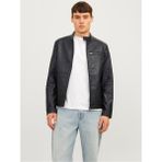 Jack & Jones Erkek Deri Ceket Siyah 12261196 Jjedylan Pu Bıker Jacket - 2XL