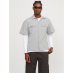 Jack & Jones Erkek Göğüs Cepli Oversized Gömlek - Altitude - Gri
