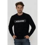 Jack & Jones Erkek Göğüs Logo Baskılı Sweatshirt - Minder - 01-Siyah