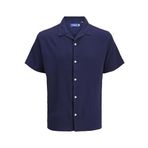 JACK & JONES Erkek Gömlek JORLUKE CRINKLE RESORT SHIRT SS SN, Ocean Cavern, L