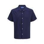 JACK & JONES Erkek Gömlek JORLUKE CRINKLE RESORT SHIRT SS SN, Ocean Cavern, S