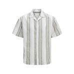 JACK & JONES Erkek Gömlek JPRCCSUMMER STRIPE RESORT S/S SHIRT SN, Vetiver, L