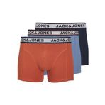JACK & JONES Erkek JACMARCO SOLID TRUNKS 3 PACK NOOS Boxer, Coronet Blue Pack:Hot Sauce - Navy Blazer, S