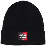 JACK & JONES Erkek Jacoscar Beanie Örgü Bere, Siyah, Tek Beden