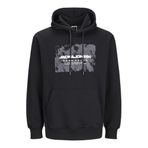 JACK & JONES Erkek Jcoaero Front Print Sweat Hood kapüşonlu kazak, Siyah, L