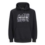 JACK & JONES Erkek Jcoaero Front Print Sweat Hood kapüşonlu kazak, Siyah, S