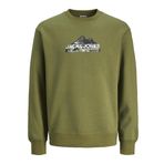 JACK & JONES Erkek Jcomountain Logo Sweat Crew Neck Sweatshirt, Cypress, L