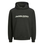JACK & JONES Erkek Jcopuff Sweat Hood kapüşonlu kazak, Siyah/Baskı: JJ, M