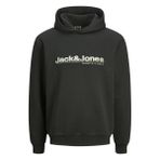 JACK & JONES Erkek Jcopuff Sweat Hood kapüşonlu kazak, Siyah/Baskı: JJ, XL