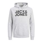 JACK & JONES Erkek Jcoretail Sweat Hood Nov Ltn kapüşonlu kazak, Gri, XL