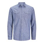 JACK & JONES Erkek JCOSHERIDAN LINEN BLEND SHIRT LS Gömlek Soluk Mavi XS