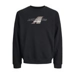 JACK & JONES Erkek Jcotier Print Sweat Crew Neck, Siyah, L