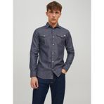 JACK & JONES Erkek JJ Jean Gömlek Gömlek, Koyu Kot/Kalıp: Dar, S