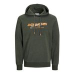 JACK & JONES Erkek Jjalvis Sweat Hood kapüşonlu kazak, Kombu yeşil/Detay: mélange, S