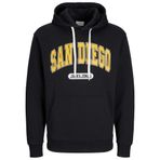 JACK & JONES Erkek Jjebradley Varsity Sweat Hood Styd kapüşonlu kazak, Siyah, M