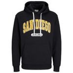 JACK & JONES Erkek Jjebradley Varsity Sweat Hood Styd kapüşonlu kazak, Siyah, S