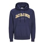 JACK & JONES Erkek Jjecaleb Varsity Sweat Hood Noos kapüşonlu kazak, Lacivert (Navy Blazer), S