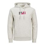JACK & JONES Erkek Jjecorp Graphic Sweat Hood Noos kapüşonlu kazak, beyaz melanj, XL