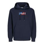 JACK & JONES Erkek Jjecorp Graphic Sweat Hood Noos kapüşonlu kazak, Mavi, M