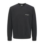 JACK & JONES Erkek Jjedover Print Sweat Crew Neck, Siyah, L
