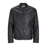 JACK & JONES Erkek Jjedylan Pu Biker Jacket Noos Biker Ceket, Siyah, XL