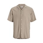 JACK & JONES Erkek Jjeenzo Stripe Resort Shirt Ss Sn Kısa Kollu Gömlek, Crockery, M