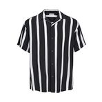 JACK & JONES Erkek Jjeff Resort Stripe Shirt Ss Sn Gömlek, Siyah, XL