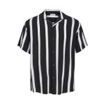 JACK & JONES Erkek Jjeff Resort Stripe Shirt Ss Sn Gömlek, Siyah, XXL
