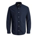 JACK & JONES Erkek JJELINEN BLEND SHIRT LS SN Gömlek, Navy Blazer, S