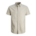 JACK & JONES Erkek JJELINEN BLEND SHIRT SS SN Gömlek, Crockery, XL