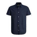 JACK & JONES Erkek JJELINEN BLEND SHIRT SS SN Gömlek, Navy Blazer, XS