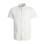 JACK & JONES Erkek JJELINEN BLEND SHIRT SS SN Gömlek, White, S