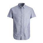 JACK & JONES Erkek JJELINEN BLEND SHIRT SS SN PLS Gömlek, Faded Denim, EU4XL US2XL
