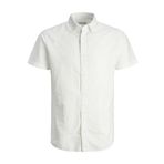 JACK & JONES Erkek JJELINEN BLEND SHIRT SS SN PLS Gömlek, White, EU3XL US1XL