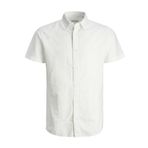 JACK & JONES Erkek JJELINEN BLEND SHIRT SS SN PLS Gömlek, White, EU5XL US3XL