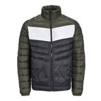 JACK & JONES Erkek Jjesprint Puffer Collar Pufferjjacke, Siyah/Detay: Beyaz/Rosin Blocking, XXL