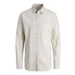JACK & JONES Erkek JJESUMMER LINEN BLEND SHIRT LS SN Gömlek, Crockery Stripes:/WHITE, XL