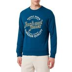 JACK & JONES Erkek Jjmikk Sweat Crew Neck kazak, Mavi (Sailor Blue)/Baskı: Büyük, XXL