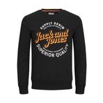 JACK & JONES Erkek Jjmikk Sweat Crew Neck kazak, Siyah/Baskı: Büyük, XL