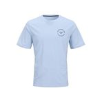 JACK & JONES Erkek Jjsimon Tee Ss bisiklet yaka tişört, Chambray Blue/Print:small, M
