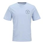 JACK & JONES Erkek Jjsimon Tee Ss bisiklet yaka tişört, Chambray Blue/Print:small, S